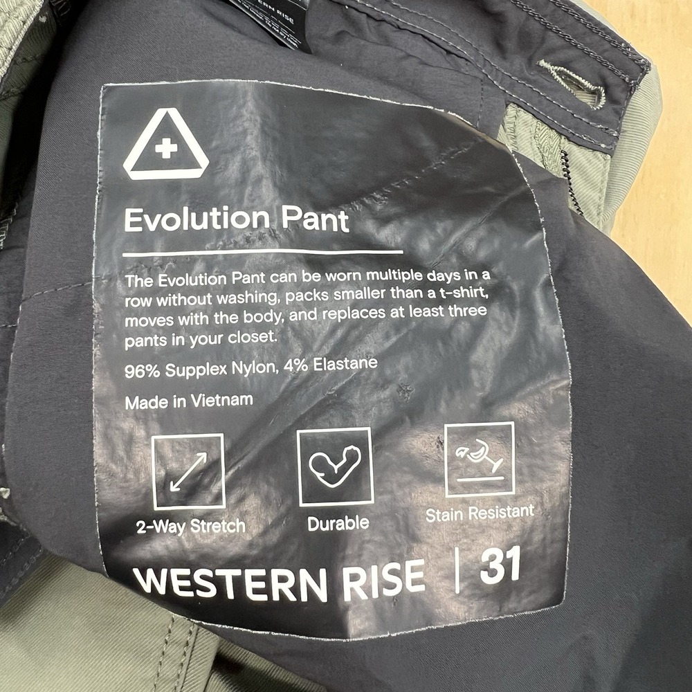 Western Rise Evolution Chino Pants Mens 31x31 Slim Fit Straight Leg‎ Green - Picture 12 of 13